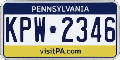 PA license plate KPW2346