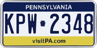 PA license plate KPW2348