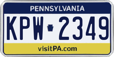 PA license plate KPW2349