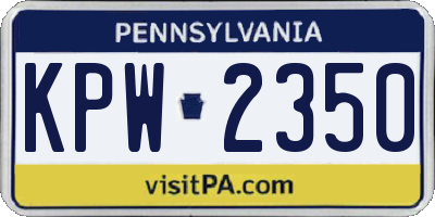 PA license plate KPW2350