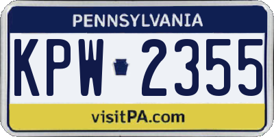PA license plate KPW2355