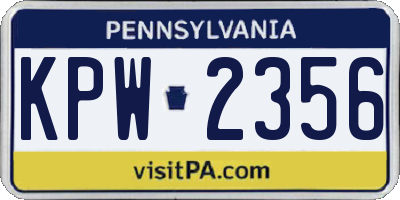 PA license plate KPW2356