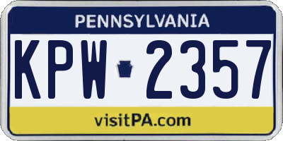 PA license plate KPW2357