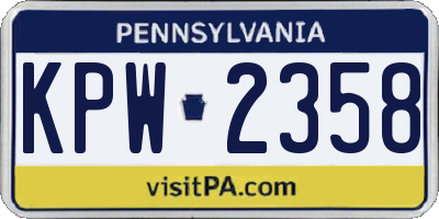 PA license plate KPW2358