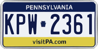 PA license plate KPW2361