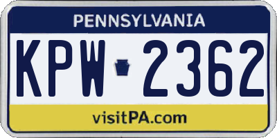 PA license plate KPW2362