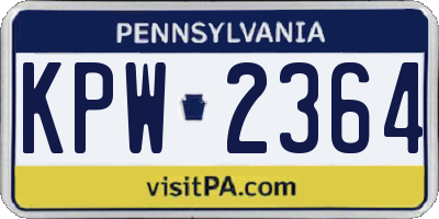 PA license plate KPW2364