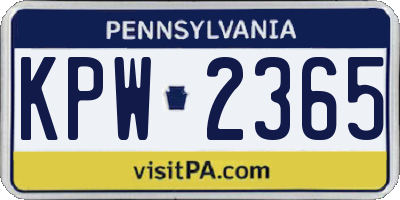 PA license plate KPW2365