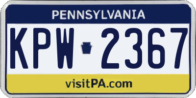 PA license plate KPW2367