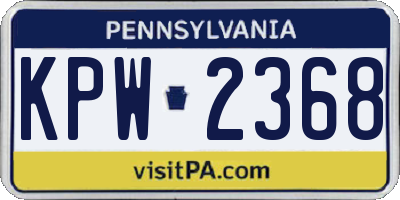 PA license plate KPW2368