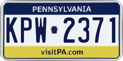 PA license plate KPW2371