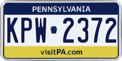 PA license plate KPW2372
