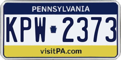 PA license plate KPW2373