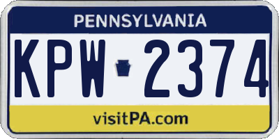 PA license plate KPW2374
