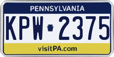 PA license plate KPW2375