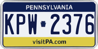 PA license plate KPW2376