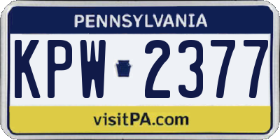 PA license plate KPW2377