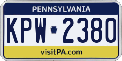 PA license plate KPW2380