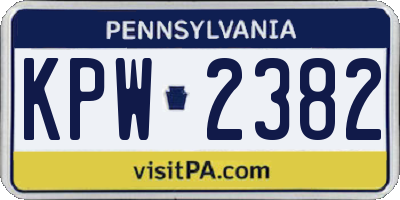PA license plate KPW2382