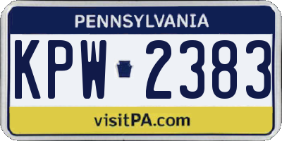 PA license plate KPW2383
