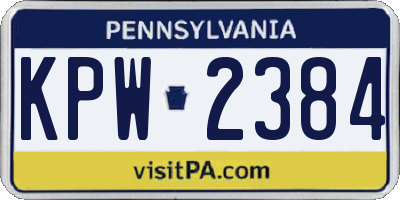 PA license plate KPW2384