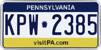 PA license plate KPW2385