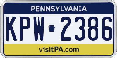 PA license plate KPW2386