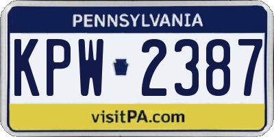 PA license plate KPW2387