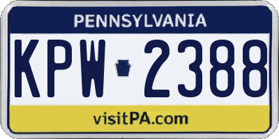 PA license plate KPW2388