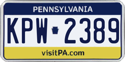 PA license plate KPW2389