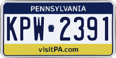 PA license plate KPW2391