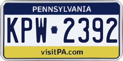 PA license plate KPW2392