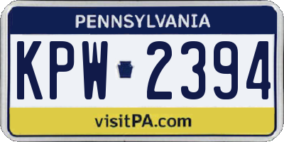 PA license plate KPW2394