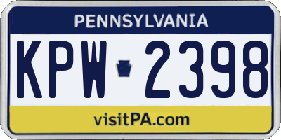 PA license plate KPW2398