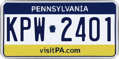 PA license plate KPW2401