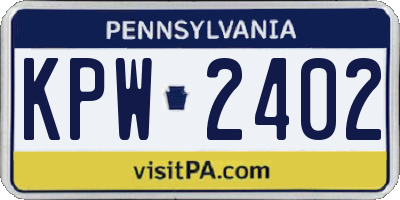 PA license plate KPW2402