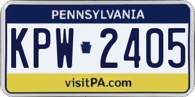 PA license plate KPW2405