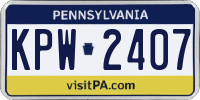 PA license plate KPW2407