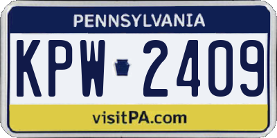 PA license plate KPW2409