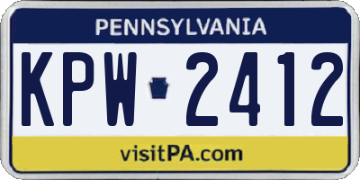 PA license plate KPW2412