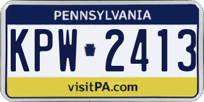 PA license plate KPW2413