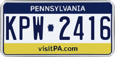 PA license plate KPW2416