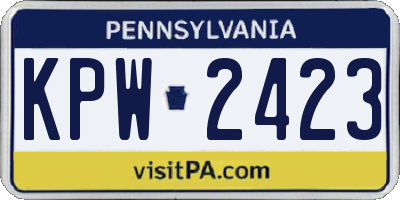 PA license plate KPW2423