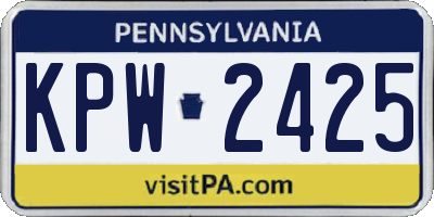 PA license plate KPW2425