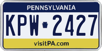 PA license plate KPW2427