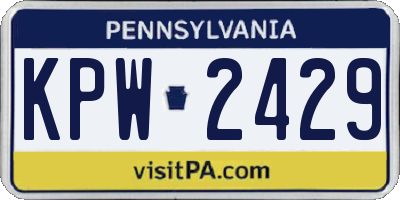 PA license plate KPW2429