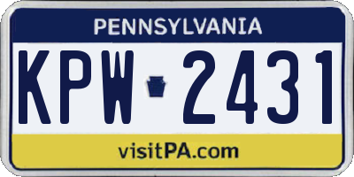 PA license plate KPW2431