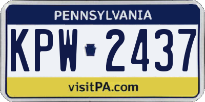 PA license plate KPW2437