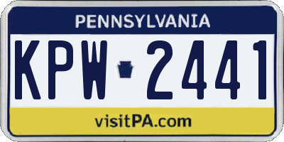 PA license plate KPW2441