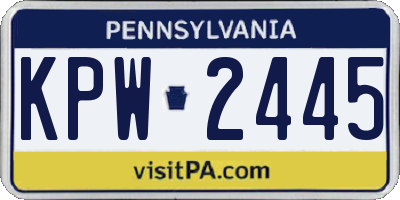 PA license plate KPW2445